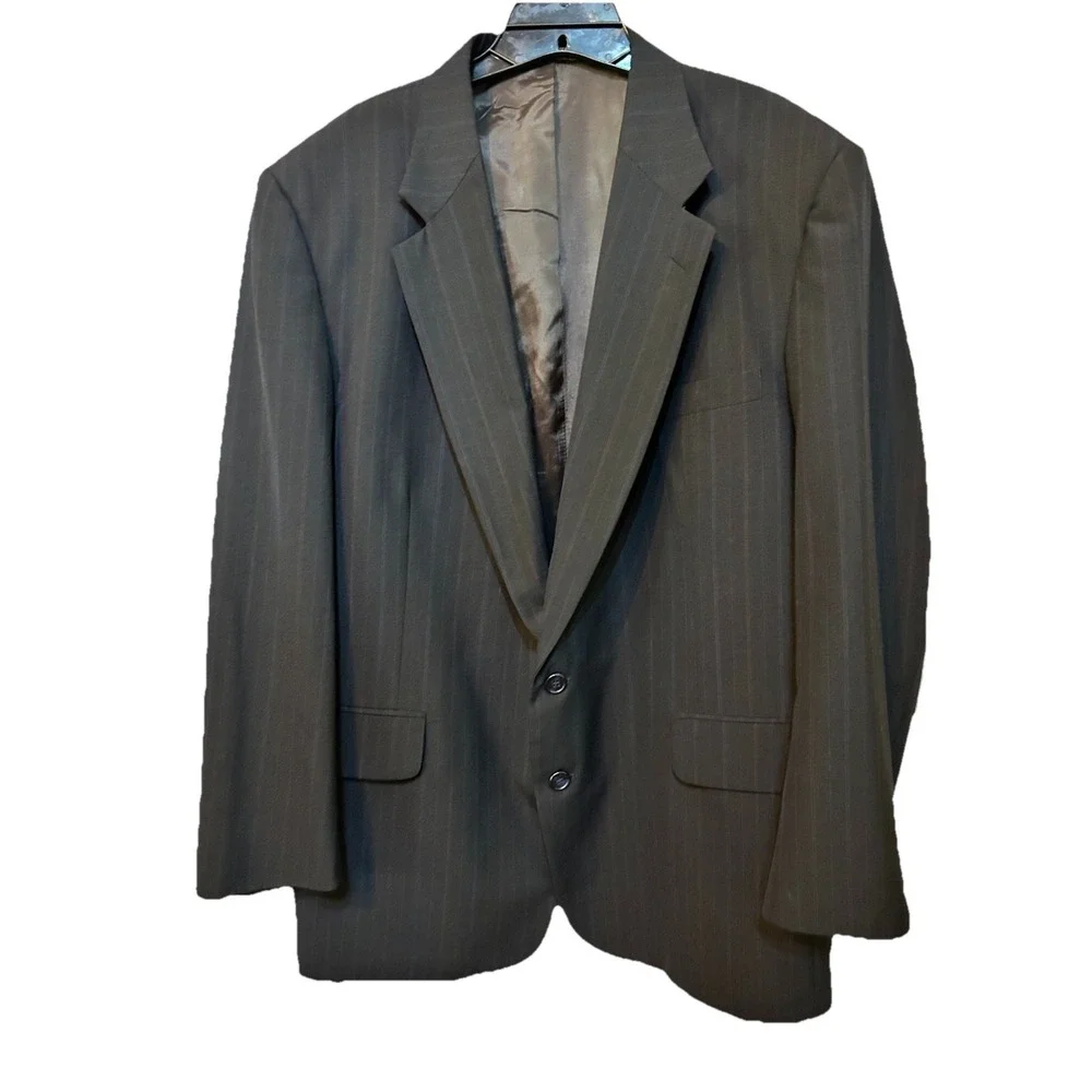 Towncraft Men's Size 46R Navy Pinstriped Coat Blazer Suit Jacket Wool Blend‎ EUC